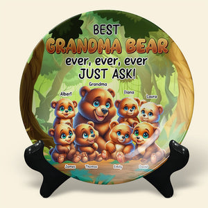 Personalized Gifts For Bear Mom Round Plate Best Mom Bear Ever 02XQQN120325 - Ceramic Round Plate - GoDuckee