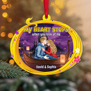 My Heart Stops When You Look At Me, Personalized 04OHTN291123PA Ornament, Gift For Couple - Ornament - GoDuckee