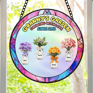 Birth Month Flower Window Hanging Stained Glass Ornament - Personalized Gift For Grandma 01KAPU260325 - Ornament - GoDuckee
