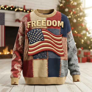 Freedom USA Flag Ugly Sweater- Christmas Gifts For Patriots 03paqn281025 - AOP Products - GoDuckee