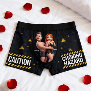 Couple Fun Caution Men Boxer - Personalized Gift For Him 04QHLU160126 - Boxer Briefs - GoDuckee