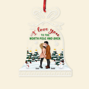 I Love You to the North Pole and Back, Personalized Kissing Couple Ornament, Christmas Gifts - Ornament - GoDuckee