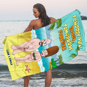 Personalized Gifts for Couple Beach Towel, Funny Standing In The Beach 01napu090724hg - Beach Towel - GoDuckee