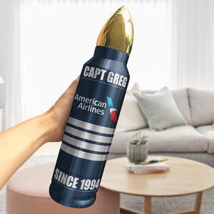 Personalized Gift For Pilot, Custom Rank & Airline Logo Bullet Tumbler 03qhqn121224 - Tumbler Cup - GoDuckee