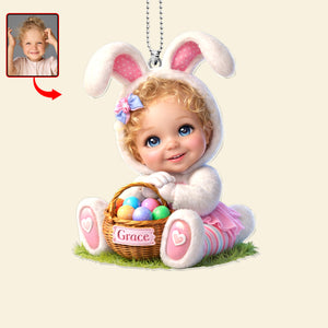 Easter Bunny Kid Car Ornament - Custom Photo Gifts For Kids 03huqn070326 - Ornament - GoDuckee
