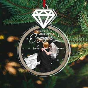 Our First Christmas Engaged, Couple Gift, Personalized Acrylic Ornament, Married Couple Ornament, Christmas Gift 03NAPO280723TM - Ornament - GoDuckee