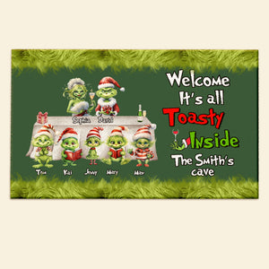 It's All Toasty Inside, Personalized Green Monster Family Door Mat GO1DOR-02HTTN051023, Christmas Gift For Family - Doormat - GoDuckee
