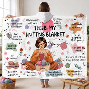 Cozy Knitting Girl Hood Blanket, Personalized Gifts For Knitting Lovers 02qhqn110826 - Blanket - GoDuckee