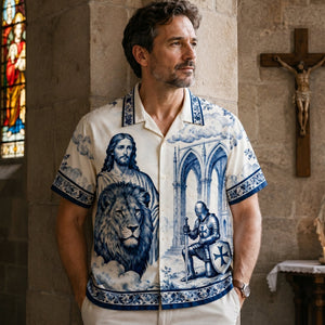Faithful Knight Toile de Jouy Hawaiian Shirt - Personalized Gifts For Christian 02HULU170626 - Hawaiian Shirts - GoDuckee