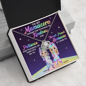 Thanks For Teaching Me Throat Punch, Personalized Love Knot Necklace, Mamacorn and Daughter Necklace, Gift For Mom - Jewelry - GoDuckee