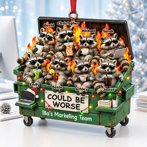 Raccoon Dumpster Fire Nonchalant Ornament - Personalized Gifts For Coworkers 02qhdt201026 - Ornament - GoDuckee