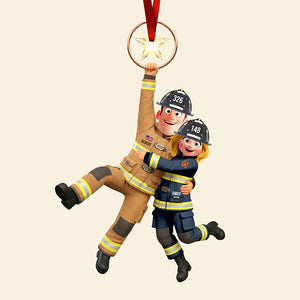 Firefighter Couple Hanging Ornament - Personalized Gifts For Couple 01qhqn031025 - Ornament - GoDuckee