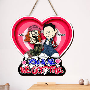Personalized Gift For Couples Heart Shape Wood Sign Y2K Style Couple 01KALU271224HG - Wood Sign - GoDuckee