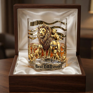 Lion Dad And Kids - Best Dad Ever Drinking Glass - Personalized Gifts For Dads 05tglu010526 - Glass - GoDuckee