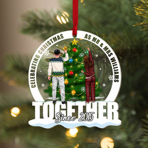 Celebrating Christmas Together Personalized Acrylic Ornament, Couple Gift - Ornament - GoDuckee