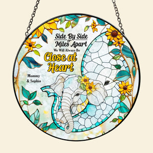 Personalized Gift For Mom Stained Glass, Mom & Baby Elephant Embracing With Trunk 02qhdt080325 - Ornament - GoDuckee