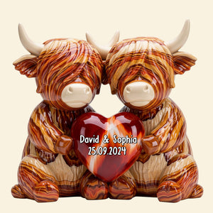 Highland Cow Couple Acrylic Plaque - Personalized Gifts For Couple 03natn190625 - Shaped Plaques - GoDuckee
