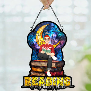 Personalized Gifts For Book Lovers Acrylic Suncatcher Reading Happiness 03XQLU041224PA - Ornament - GoDuckee