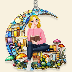Personalized Gifts For Book Lover Keychain Girl Reading Book 01XQDT030125PA - Keychains - GoDuckee