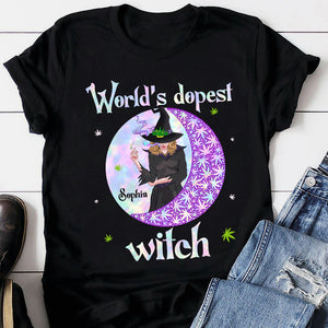 World's Dopest Witch, Personalized Weedhead Shirt, Gift For Witch Lover - Shirts - GoDuckee