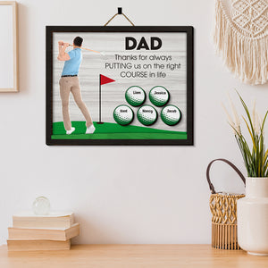 Custom Photo Gifts For Dad Wood Sign Thanks For Always Putting Us On The Right Course In Life - Wood Signs - GoDuckee