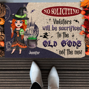 No Soliciting, Gift For Witch Lover, Personalized Doormat, Witchcraft Door Mat, Halloween Gift - Doormat - GoDuckee