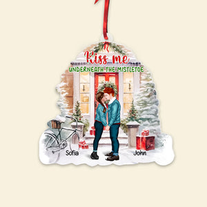 Kiss Me Underneath The Mistletoe, Personalized Kissing Couple Acrylic Ornament, Christmas Gift For Couple - Ornament - GoDuckee