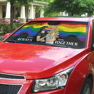 Personalized Gifts For Couple Windshield Sunshade 04OHQN190624 Kising LGBT Couple - Doormat - GoDuckee