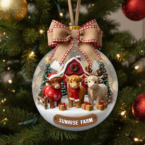 Rustic Highland Cow Farm Ornament - Personalized Gifts For Highland Cow Lovers 05HYLU291025 - Ornament - GoDuckee