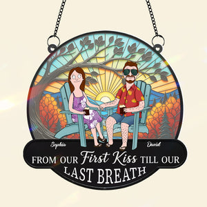 Funny Cartoon Couple Personalized Christmas Gifts For Couple Suncatcher Ornament 03ohtn300725pa - Ornament - GoDuckee