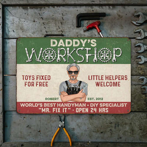 Daddy's Workshop Personalized Metal Sign, Gift For Dad, Father's Day Gift - Metal Wall Art - GoDuckee