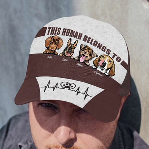Dog This Human Belongs To Us, Personalized Classic Cap, Paw Heart Beat, Gift For Dog Lovers - Classic Cap - GoDuckee