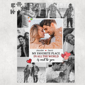 Personlized Gift For Couple Jigsaw Puzzle My Favorite Place In All The World - Wood Sign - GoDuckee