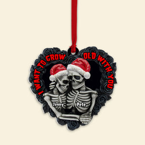 Personalized Skull Couple Wood Ornament Gift For Couple - Ornament - GoDuckee
