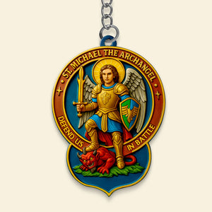 Sacred Warrior St. Michael the Archangel Keychain 06HUDT290525 - Keychains - GoDuckee