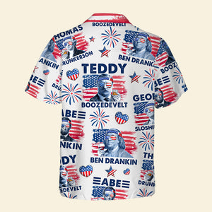 Drunker Happier Hawaiian Shirt, Star & Stripes Hawaiian Shirt - Hawaiian Shirts - GoDuckee