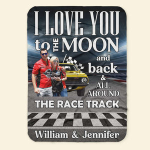 I Love You All Around The Race Track, Personalized Blanket, Couple Racing Gifts - Blanket - GoDuckee