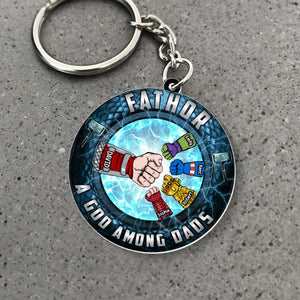Dad A God Among Dads 03qhqn270523ha Personalized Keychain QNFBK - Keychains - GoDuckee