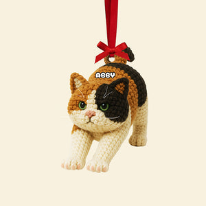 Cute Knitted Cat Ornament, Personalized Gifts For Cat Lovers 02qhta120925 - Ornament - GoDuckee