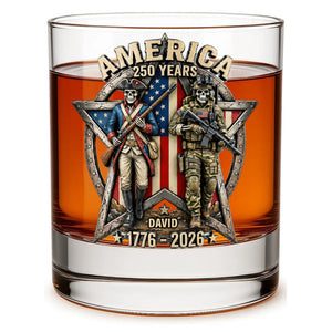 Fierce American Veteran Celebrated America 250th Anniversary Drinking Glass - Personalized Gifts For Veterans 01toqn080626 - Glass - GoDuckee