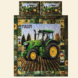Personalized Gifts For Couple Tractor Quilt Bedding Set Special Line 01KADT150125 - Blanket - GoDuckee