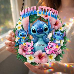 Mama & Her Tiny Chaos Crew Suncatcher - Personalized Gift For Mom 01TYLU130326-Homacus