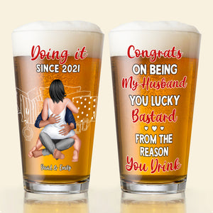 Personalized Gifts For Couple Beer Glass 04OHPU140624HH - Beer Glasses - GoDuckee