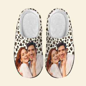 Smiling Couple Photo, Personalized Home Slippers, Gifts For Couple - Shoes - GoDuckee