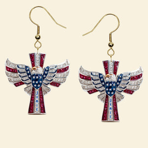 American Cross Earrings - Personalized Gifts For Christian 04tgmg080725 - Earrings - GoDuckee