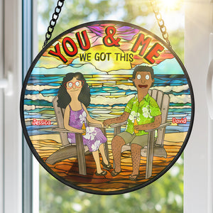 Personalized Gifts For Couple Stained Glass 01huqn280225pa - Ornament - GoDuckee