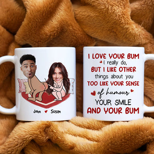 I Love Your Bum, Couple Gift, Personalized Mug, Funny Custom Photo Couple Mug - Coffee Mug - GoDuckee