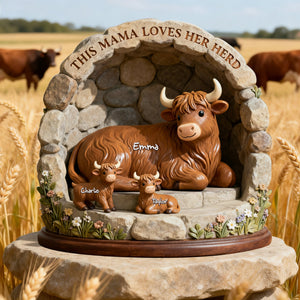 Highland Cow Family Acrylic Plaque - Personalized Gifts For Mom 03KILU050226 - Shaped Plaques - GoDuckee