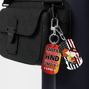 Personalized Gift For Firefighter Couple Keychain Stainless Steel 05TOLU150125HG - Keychains - GoDuckee