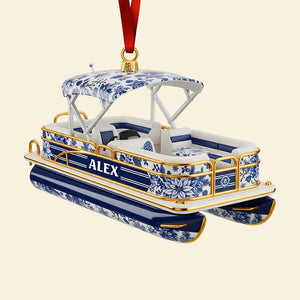 Toile de Jouy Christmas Ornament - Personalized Gifts For Pontoon Lovers 01pgqn071025 - Ornament - GoDuckee